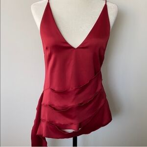 C/MEO Collective Deep V Neck Slashed Detail  Red  Women's Top